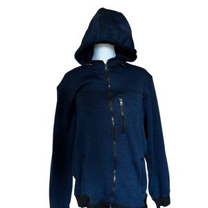 Men's Navy Hooded Zip-Up Jacket